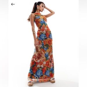 Floral Maxi Dress - Multicolor Tropical Hawaiian